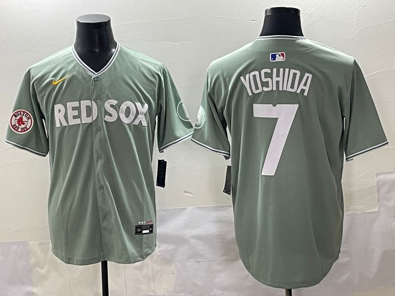 Men 2025 Boston Red Sox #7 Yoshida Light Green Joint Name Nike MLB Jersey style 8->boston red sox->MLB Jersey